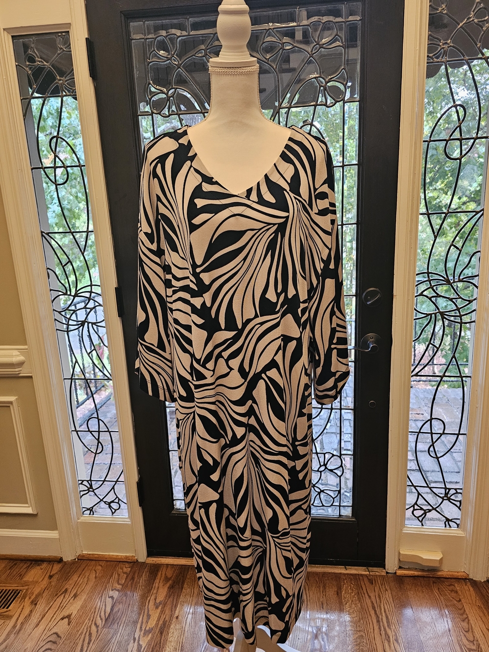 Chico's Black and White Abstract Maxi Dress
